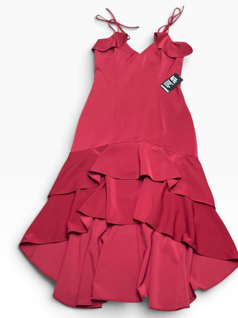 Express Women’s Red Ruffle Tiered Dress Formal Holiday Size 8 NWT